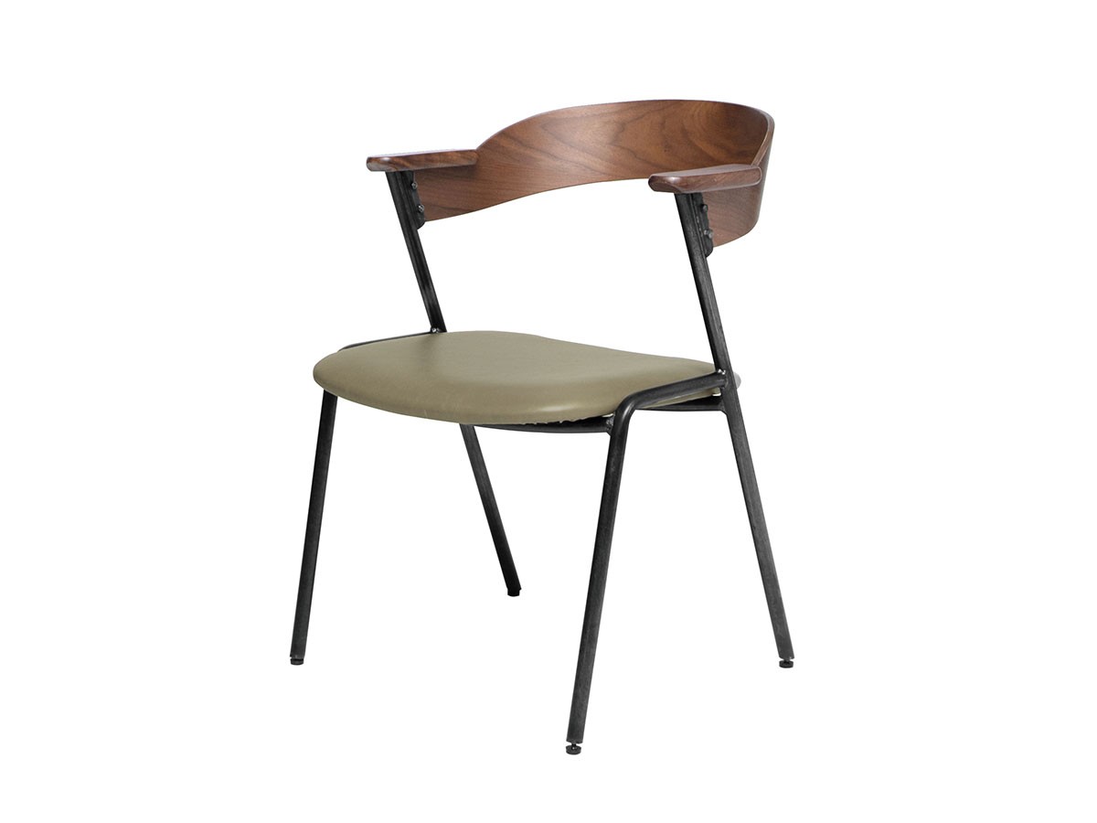 danis short arm chair WN PU / ダニス ショートアームチェア ウォルナット PU
