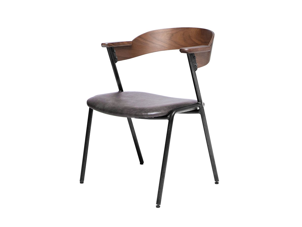 danis short arm chair WN PU / ダニス ショートアームチェア ウォルナット PU
